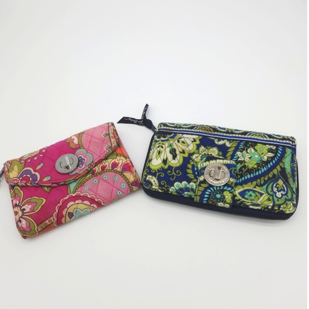 Lot of 2 Vera‎ Bradley Turnlock Floral Wallets Multicolor Women's Damaged - Picture 1 of 9